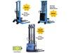 PALLET STACKERS THAT ARE MANUAL, SEMI-ELECTRIC AND FULL ELECTRIC W/ADJUSTABLE BASE LEGS