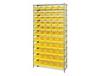 CHROME WIRE SHELVING UNITS WITH SHELF BINS