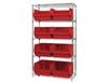 CHROME WIRE SHELVING UNITS WITH MAGNUM BINS