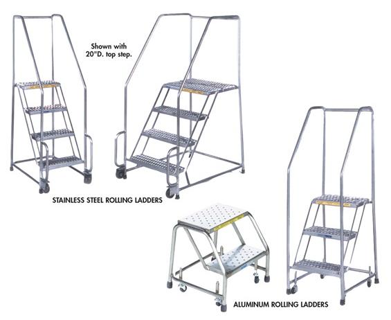 STAINLESS STEEL &amp; ALUMINUM ROLLING LADDERS