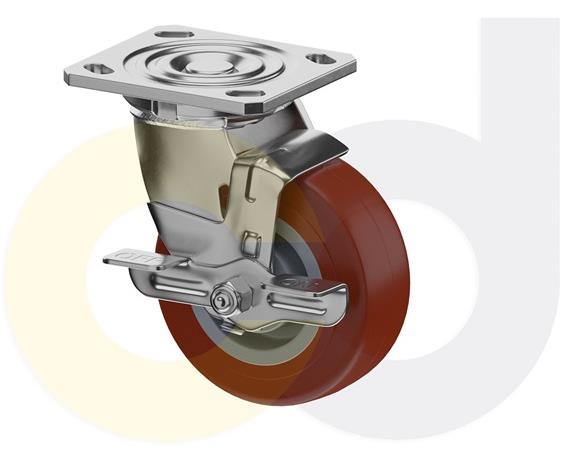 STAINLESS STEEL CASTERS - THERMO-URETHANE WHEELS