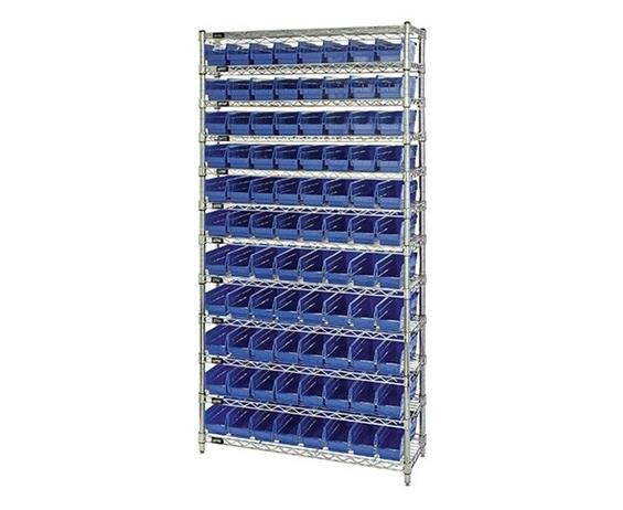 CHROME WIRE SHELVING UNITS WITH SHELF BINS