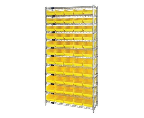 CHROME WIRE SHELVING UNITS WITH SHELF BINS