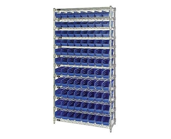 CHROME WIRE SHELVING UNITS WITH SHELF BINS