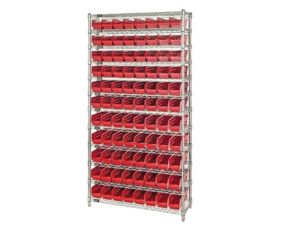 CHROME WIRE SHELVING UNITS WITH SHELF BINS