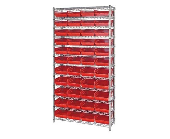 CHROME WIRE SHELVING UNITS WITH SHELF BINS