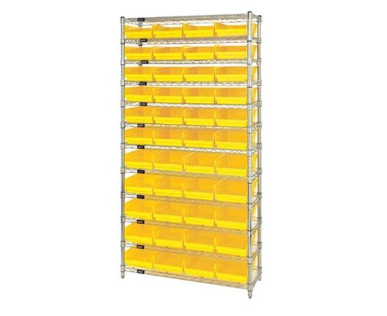 CHROME WIRE SHELVING UNITS WITH SHELF BINS