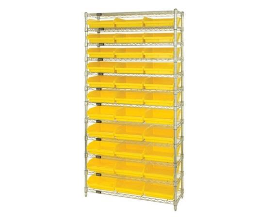 CHROME WIRE SHELVING UNITS WITH SHELF BINS
