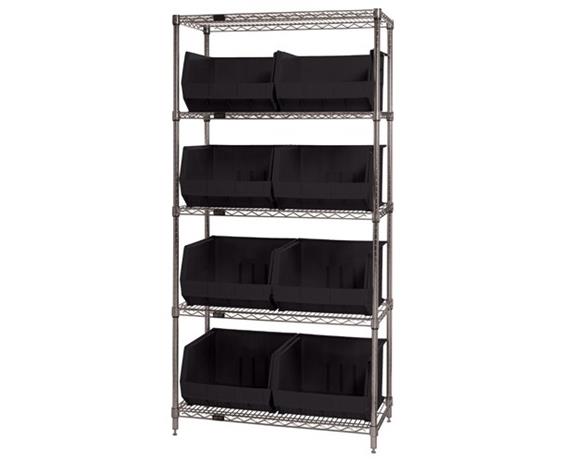 CHROME WIRE SHELVING UNITS WITH ULTRA BINS