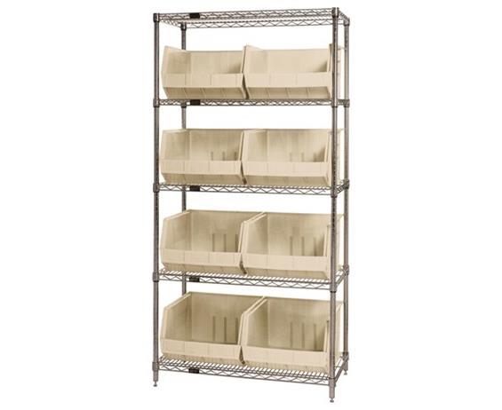 CHROME WIRE SHELVING UNITS WITH ULTRA BINS