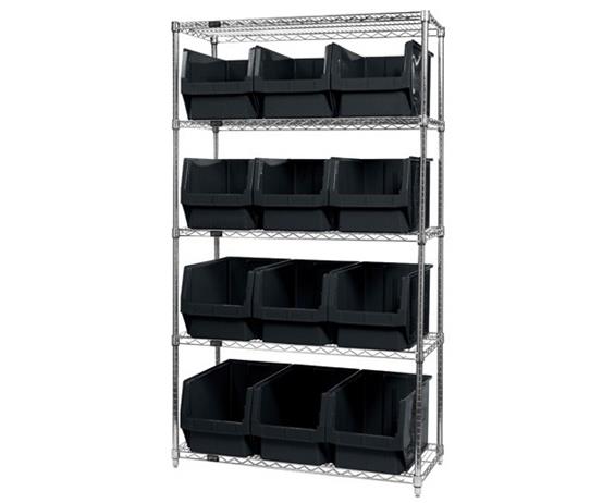 CHROME WIRE SHELVING UNITS WITH MAGNUM BINS