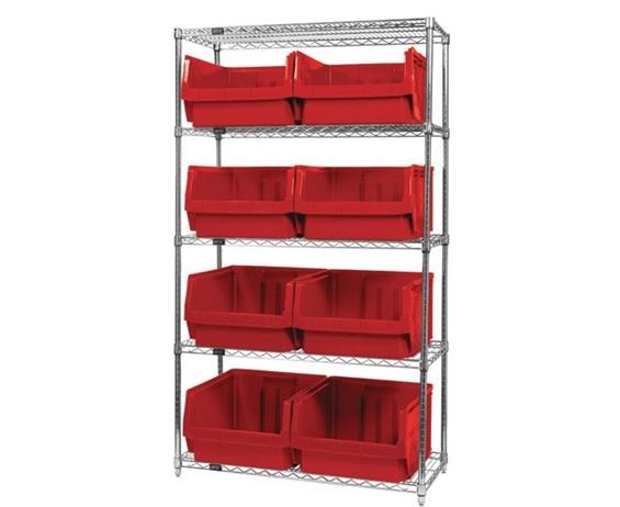 CHROME WIRE SHELVING UNITS WITH MAGNUM BINS
