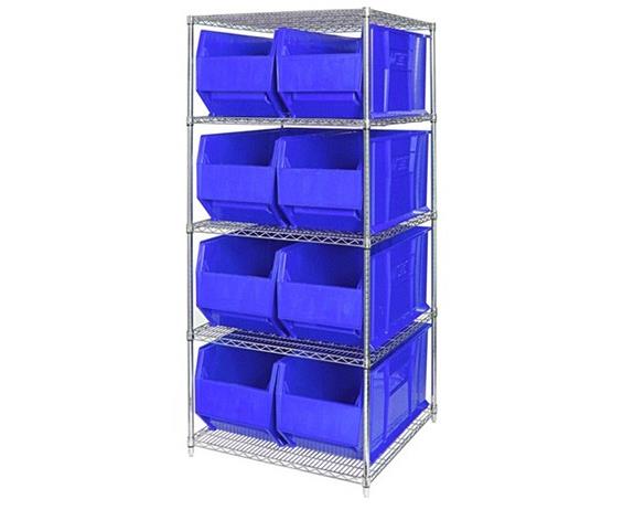 CHROME WIRE SHELVING UNITS WITH HULK CONTAINERS