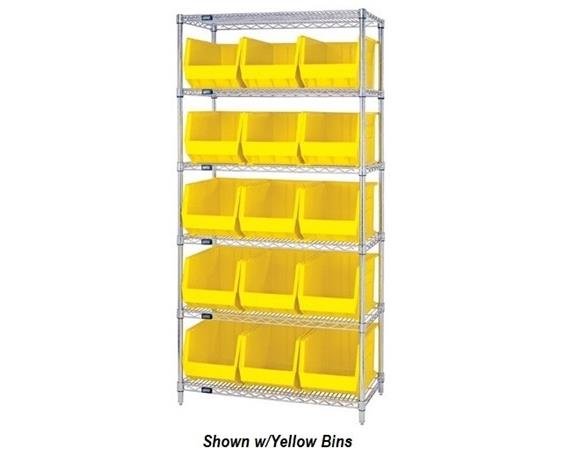 CHROME WIRE SHELVING UNITS WITH ULTRA BINS