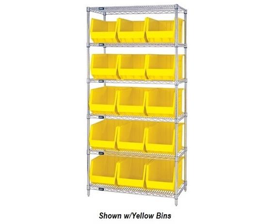 CHROME WIRE SHELVING UNITS WITH ULTRA BINS