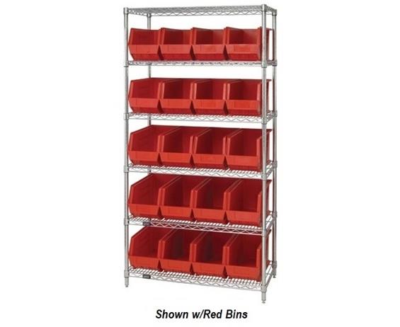 CHROME WIRE SHELVING UNITS WITH ULTRA BINS