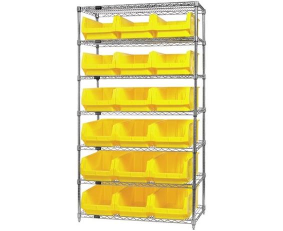 CHROME WIRE SHELVING UNITS WITH MAGNUM BINS