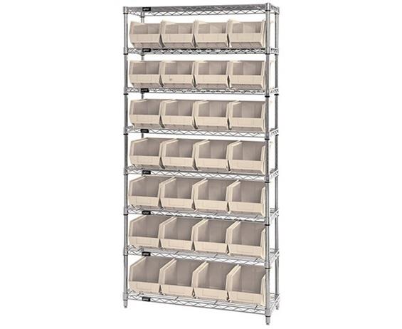 CHROME WIRE SHELVING UNITS WITH ULTRA BINS