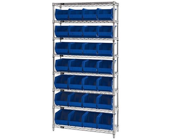 CHROME WIRE SHELVING UNITS WITH ULTRA BINS