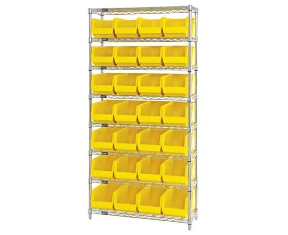 CHROME WIRE SHELVING UNITS WITH ULTRA BINS