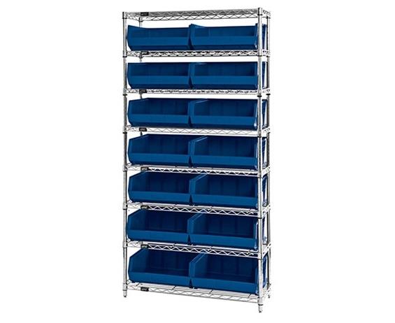 CHROME WIRE SHELVING UNITS WITH ULTRA BINS