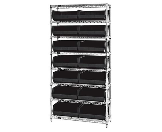 CHROME WIRE SHELVING UNITS WITH ULTRA BINS