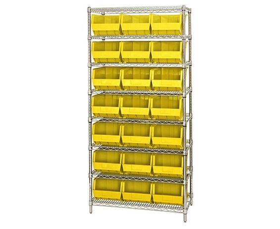 CHROME WIRE SHELVING UNITS WITH ULTRA BINS
