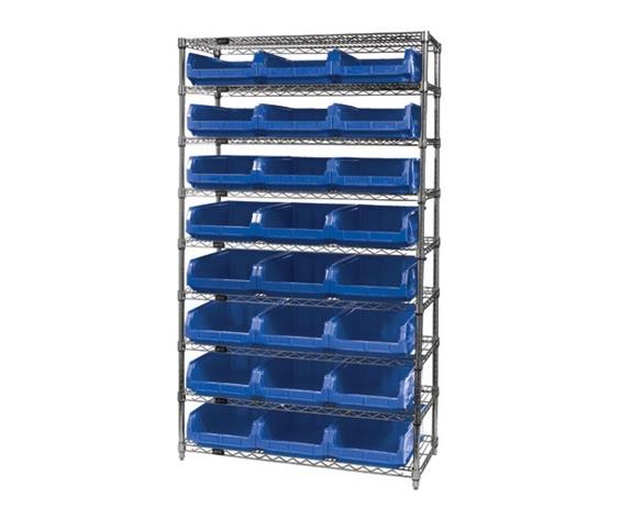 CHROME WIRE SHELVING UNITS WITH MAGNUM BINS