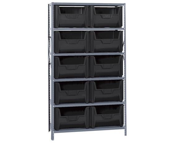 SHELVING UNITS WITH STACKABLE STORAGE BINS