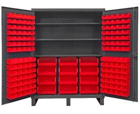HEAVY DUTY STORAGE CABINETS WITH HOOK-ON BINS