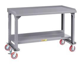 ALL-WELDED MOBILE WORKBENCH WITH BACK AND END STOPS