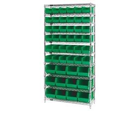 CHROME WIRE SHELVING UNITS WITH ULTRA BINS