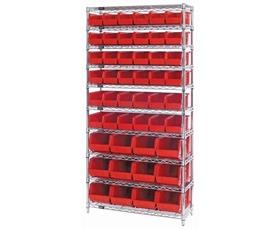 CHROME WIRE SHELVING UNITS WITH ULTRA BINS