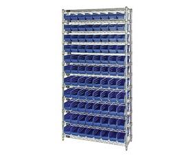 CHROME WIRE SHELVING UNITS WITH SHELF BINS