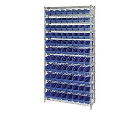 CHROME WIRE SHELVING UNITS WITH SHELF BINS