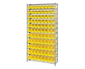CHROME WIRE SHELVING UNITS WITH SHELF BINS