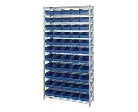 CHROME WIRE SHELVING UNITS WITH SHELF BINS