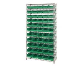 CHROME WIRE SHELVING UNITS WITH SHELF BINS