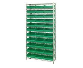 CHROME WIRE SHELVING UNITS WITH SHELF BINS