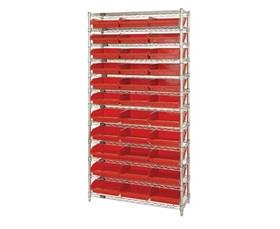 CHROME WIRE SHELVING UNITS WITH SHELF BINS