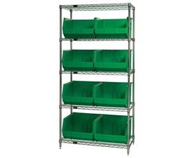 CHROME WIRE SHELVING UNITS WITH ULTRA BINS