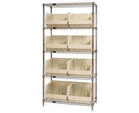 CHROME WIRE SHELVING UNITS WITH ULTRA BINS