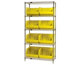 CHROME WIRE SHELVING UNITS WITH ULTRA BINS
