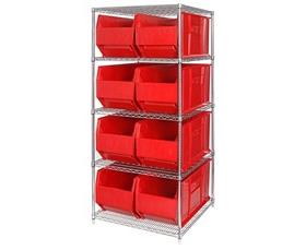 CHROME WIRE SHELVING UNITS WITH HULK CONTAINERS