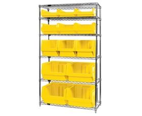 CHROME WIRE SHELVING UNITS WITH MAGNUM BINS