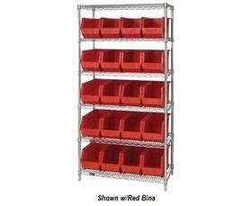 CHROME WIRE SHELVING UNITS WITH ULTRA BINS