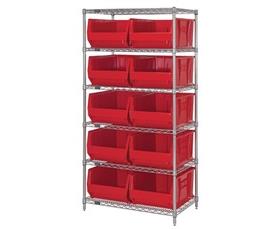 CHROME WIRE SHELVING UNITS WITH HULK CONTAINERS