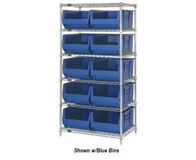 CHROME WIRE SHELVING UNITS WITH HULK CONTAINERS