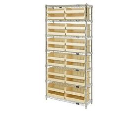CHROME WIRE SHELVING UNITS WITH ULTRA BINS