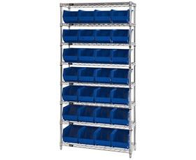 CHROME WIRE SHELVING UNITS WITH ULTRA BINS